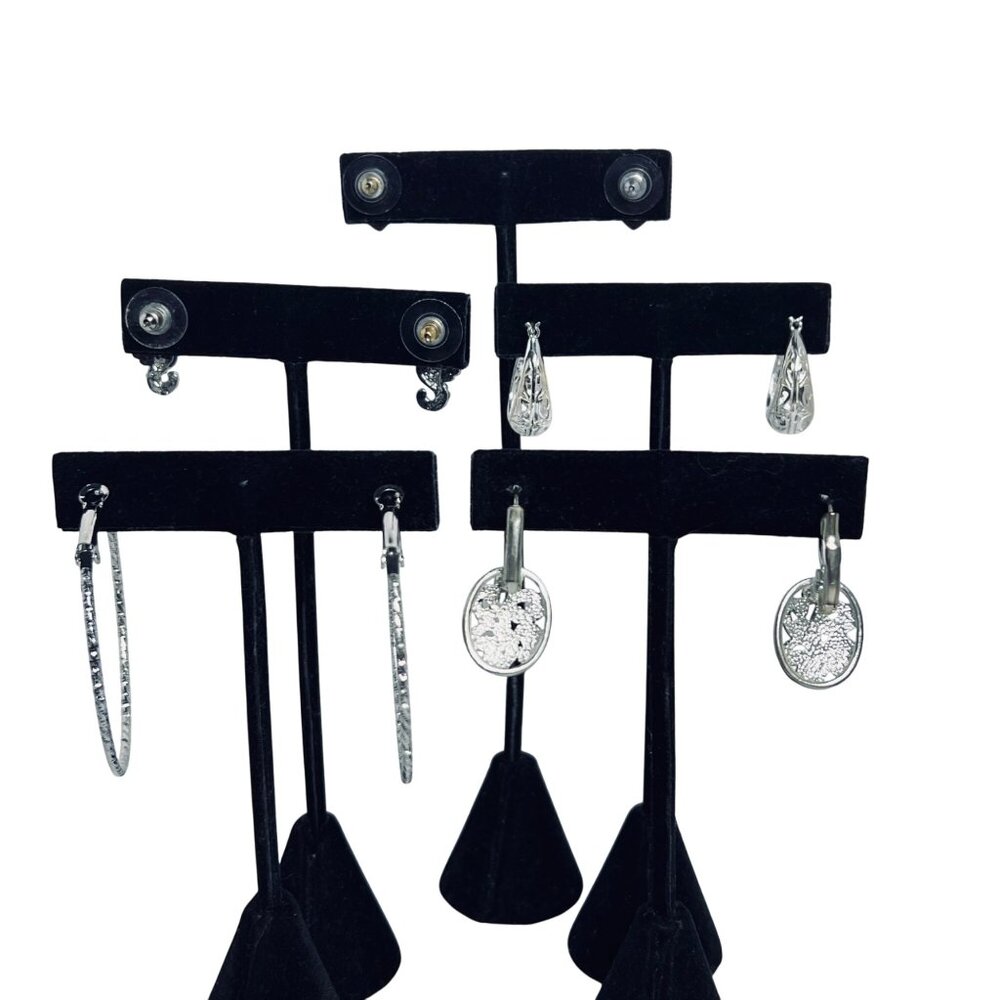 Lot of 5 Silver Tone Pierced Earrings (5838) - Picture 9 of 9